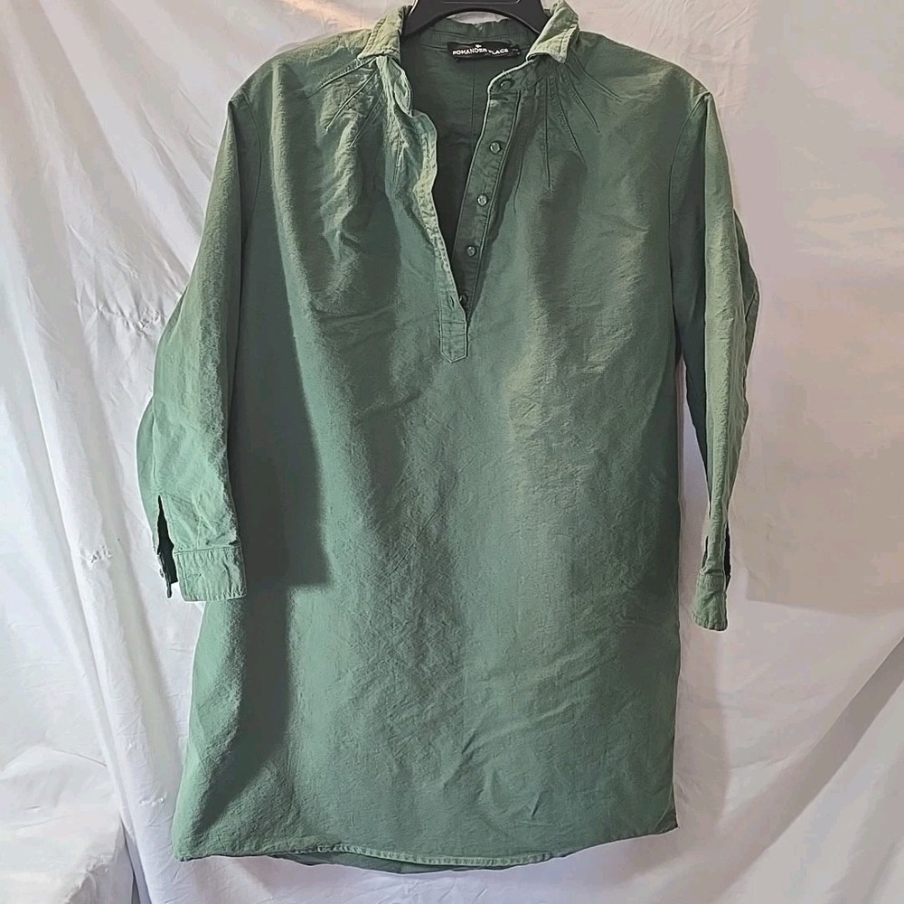 Tuckernuck Pomander Place Polly Shirt Dress Green Boxy Long Sleeve Buttons Sz M - Picture 6 of 15
